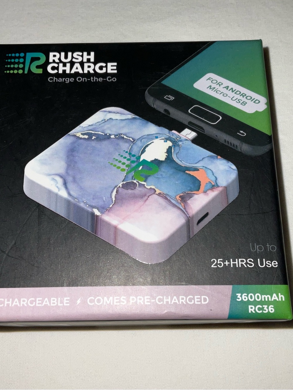 Portable 3600mAh Power Bank - Marble Pink/Blue